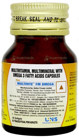 Multivite Fm Omega New Capsule 30 - Uses, Side Effects, Dosage, Price ...