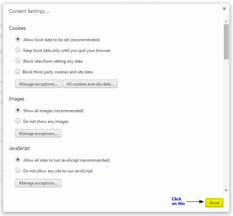 Enable pop-ups in system