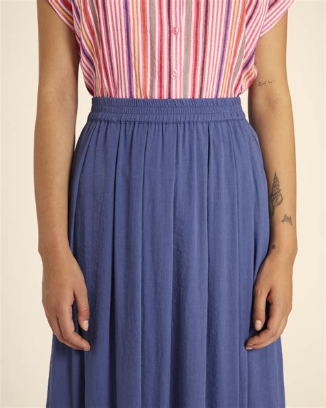 Falda Larga Rizada Azul – Tiendas Via Vai