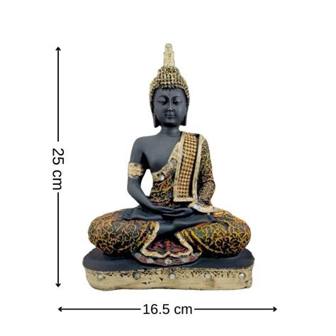 Orange Samadhi Buddha Idol Statue Showpiece in Polyresin – Aurance