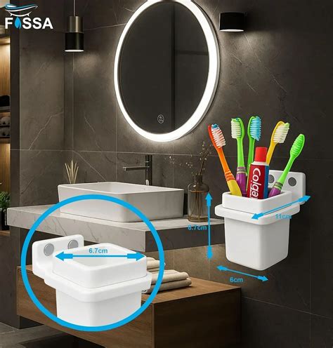 Fossa Ceramic Square Brush Holder Wall Mounted White Glossy – Fossa Home