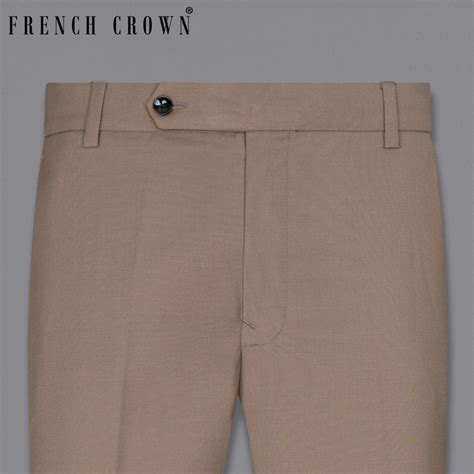 Sand Dune Brown Textured Regular Fit Wool Blend Pants For Men