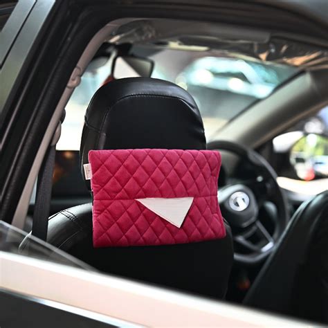 Set Of 2 Quilted Velvet Tissue Holders For Cars Online - Premium Tissue ...