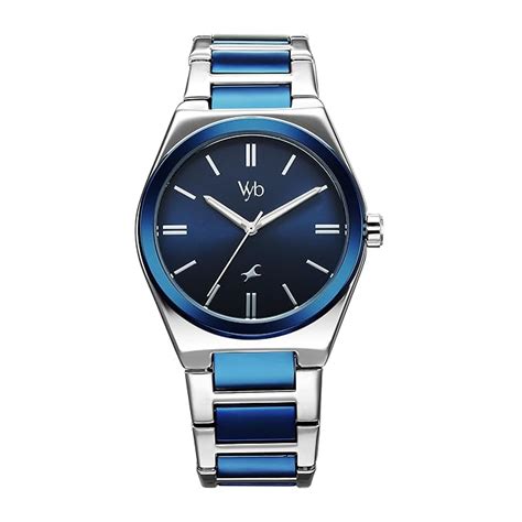 Buy Fastrack Vyb Quartz Analog Blue Dial Steel + Blue Sheet Metal Strap ...