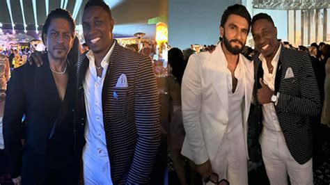 SRK, Ranveer Singh Pose With Dwayne Bravo At Anant Ambani, Radhika ...