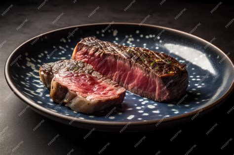 Premium AI Image | Plate of wagyu steak juicy and tender with seared edges