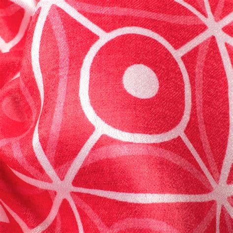Cerise Pink And White Geometric Pattern Digital Print Crepe Silk Fabri ...