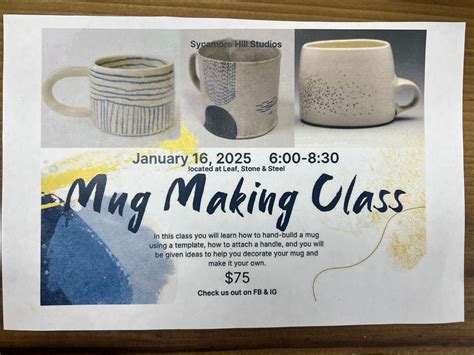 Mug Making Class with Sycamore Hill Studio , 1939 Grand Island Blvd ...