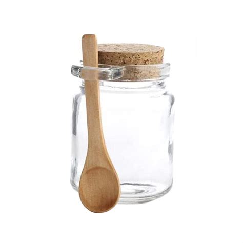 Buy 1Pcs 250ml/8.5oz Empty Clear Glass Jam Jar with Cork and Spoon ...