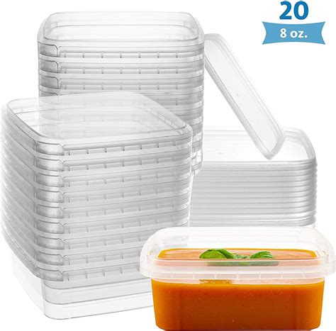 Singleware 8oz Clear Food Storage Containers, Stackable, Tamper-Proof ...