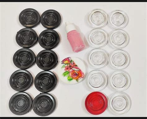 Buy Bhatia Wood Acrylic Plastic Carrom Coins 20 Coins (9 White 10 Black ...