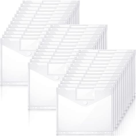 Amazon.com : Yeaqee 100 Pcs Binder Pocket for 3 Ring Plastic Binder ...
