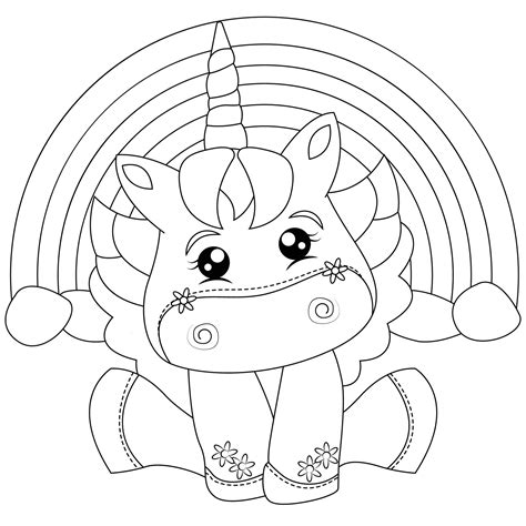 Rainbow Cute Unicorn Coloring Pages