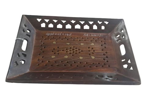 10.5" x 7.5" Wooden Brass Inlaid Serving Tray – VTI HERITAGE