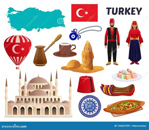 Turkey Culture Travel Set stock vector. Illustration of mosque - 154633709