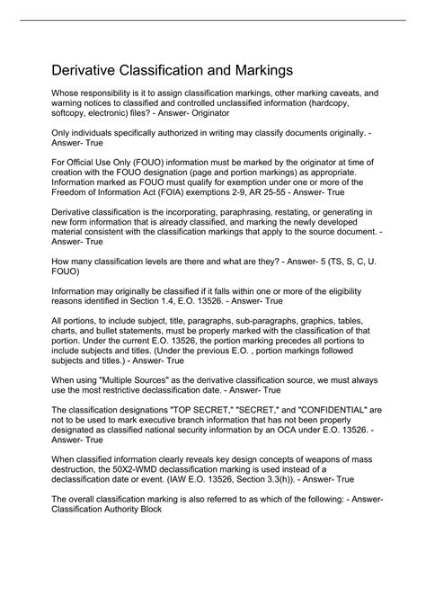 Derivative Classification and Markings - Derivative classification ...