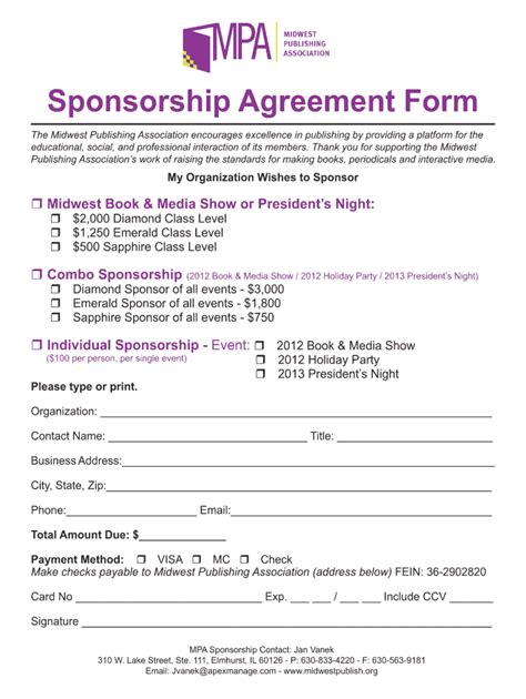 MPA Sponsorship Agreement Form - Fill Online, Printable, Fillable ...
