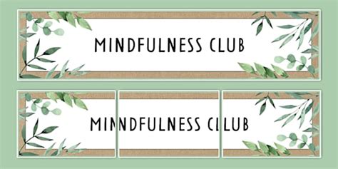 Muted Botanical Themed Mindfulness Club Display Banner