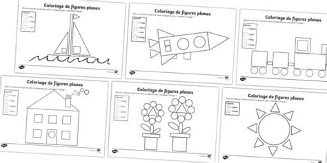 Coloriage magique de figures planes (teacher made) - Twinkl