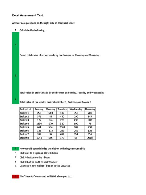 Image result for Example of Excel Assessment Test