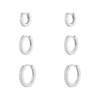 Brilliance Silver Plated Crystal Hoop Earring Set