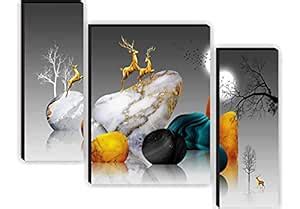 SAF paintings 3D Print Deer Nature Modern Art MDF Framed Painting for ...