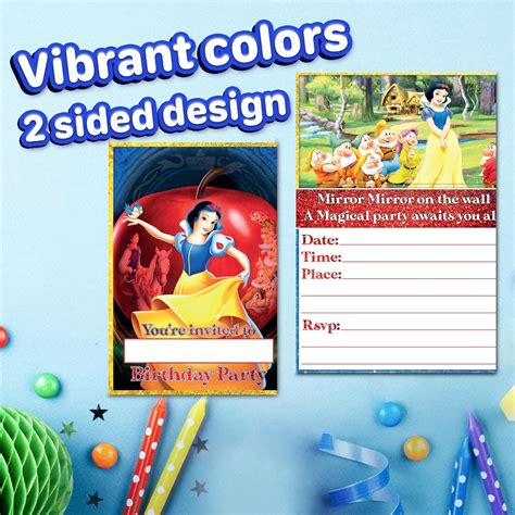 20x Snow White Birthday Invitations and Envelopes | Ubuy India