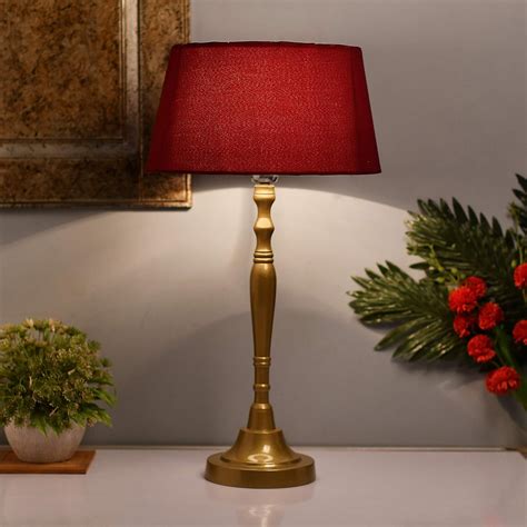 Buy Homesake Table Lamp Imperial Golden Brushed Night Lamp with Red ...