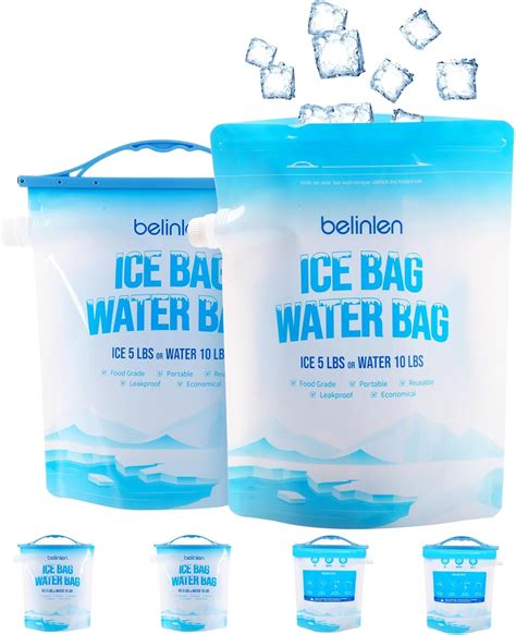 Amazon.com : Belinlen 6 Pack Reusable Ice Bags for Cooler 5lb Cooler ...