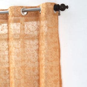 Buy Chintz Leaves Embroidered 2PC Orange Curtain Set Online - Maspar
