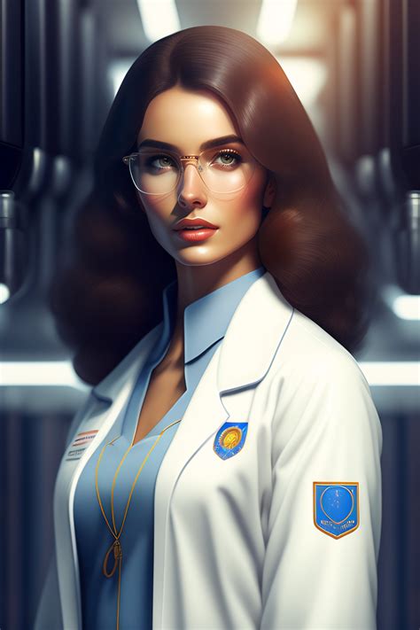 Lexica - Beautiful girl, wearing lab coat and glasses, holding a ...