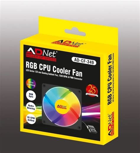 ADNET RGB CPU COOLER FAN. AD-CF-349. LED SERIES 120 MM GAMING CABINET ...