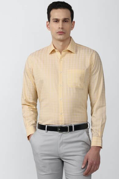 Buy Men Yellow Regular Fit Check Full Sleeves Formal Shirt Online ...