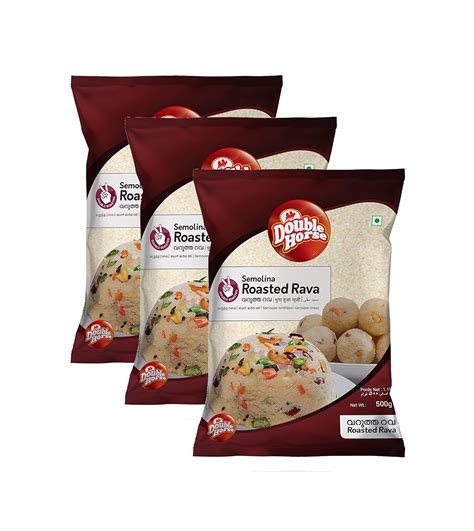 Double Horse Double Roasted Rava Sooji 500g Pack of 3 | Uppma |Wheat ...
