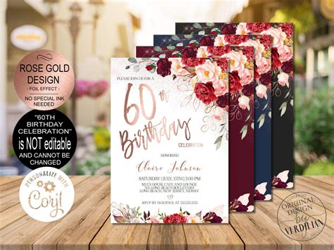 Invitation For 60Th Birthday Of Mother at Audra Kato blog