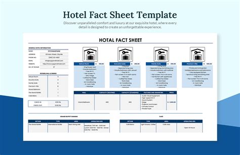 Hotel Fact Sheet Template in Excel, Google Sheets - Download | Template.net