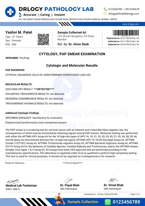 Pap Smear Report Format: 10 Key Clinical Guidelines & Example | Drlogy