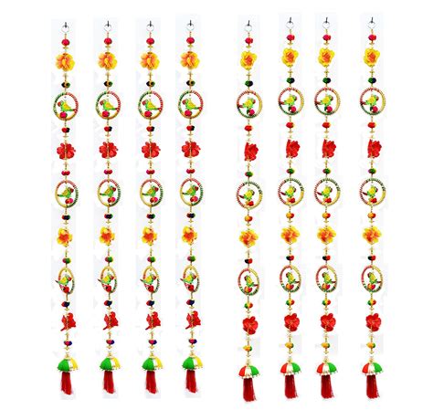 CraftVatika Pom Pom Flower Latkans Wal Door Hanging Decorative ...