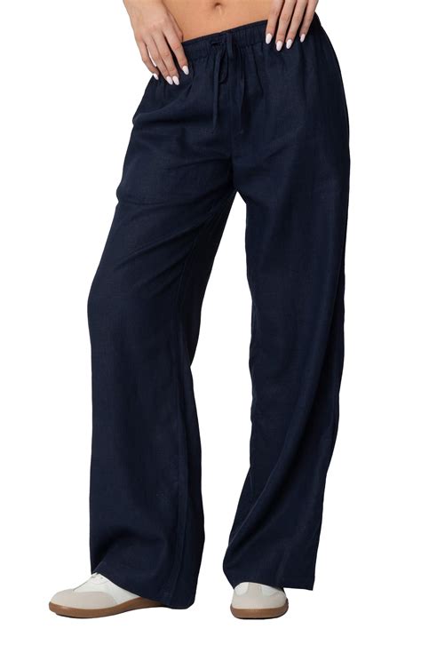 EDIKTED Yasmine Low Rise Linen Blend Drawstring Pants | Nordstrom ...