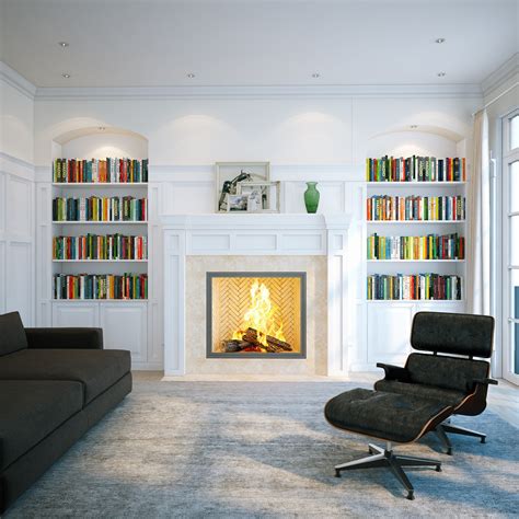 Living Room Fireplace Built In Bookshelves