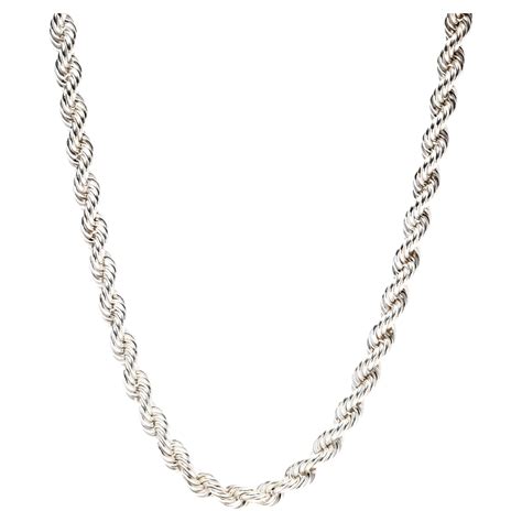Vintage Italian Thick Rope Chain Necklace, Sterling Silver For Sale at ...