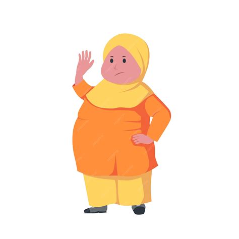 Premium Vector | Curvy moslem woman obese weight scale obesity overweight big plus size ...