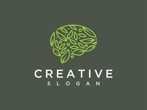 Human brain logo design made with leaf lines and modern style leaf ...