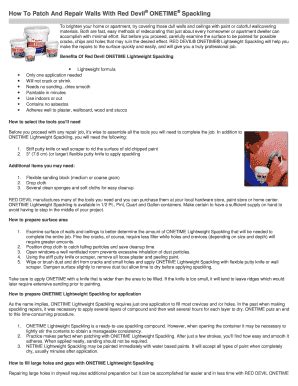 Fillable Online How To Patch And Repair Walls With Red Devildoc Fax ...