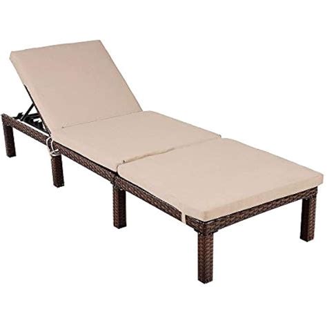 Tangkula Outdoor Rattan Chaise Lounge Chair with Adjustable India | Ubuy