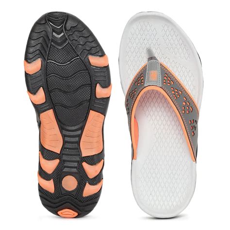 Paragon Grey and Orange Ultra-Durable Everyday Flip Flops for Men ...