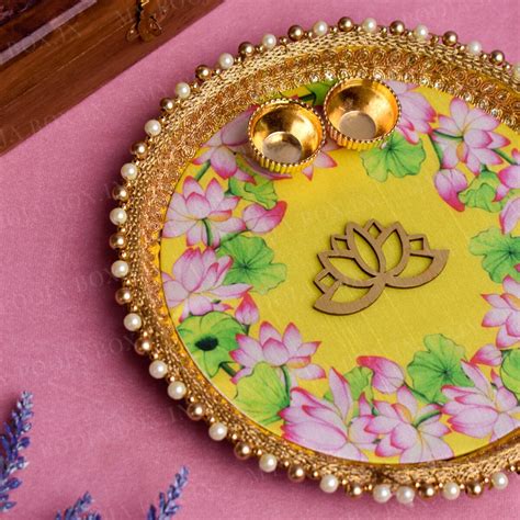 Buy Charismatic Lotus Pooja Thali Online in India - Mypoojabox.in