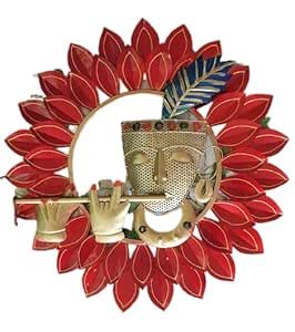 Anshika International Krishna Playing Basuri Round Frame Metal Wall ...