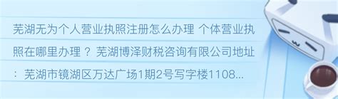 芜湖无为个人营业执照注册怎么办理 个体营业执照在哪里办理 - 哔哩哔哩