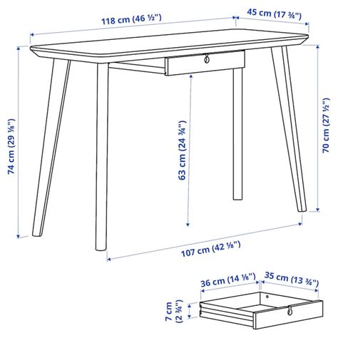 LISABO desk, ash veneer, 118x45 cm (461/2x173/4") - IKEA